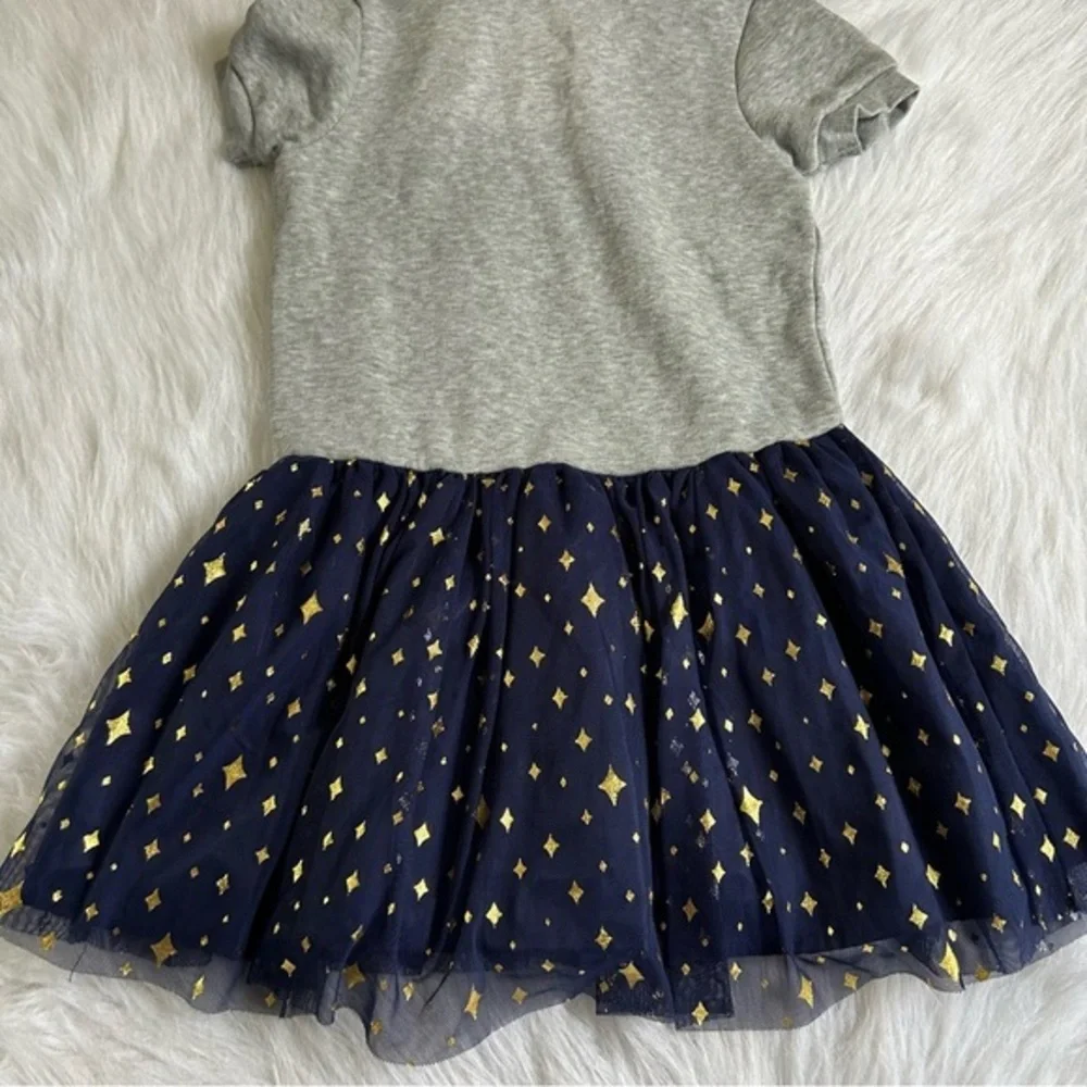 Disney 100 Grey Sweater Dress‎ Girls Size S (6/6X) Grey Short Sleeve Hooded Tutu